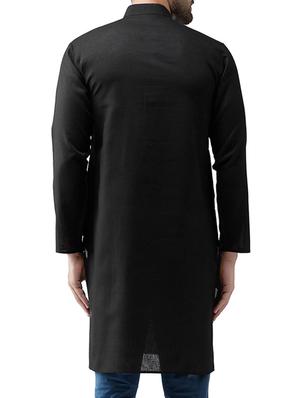 black solid long kurta - 15336209 - Standard Image - 3