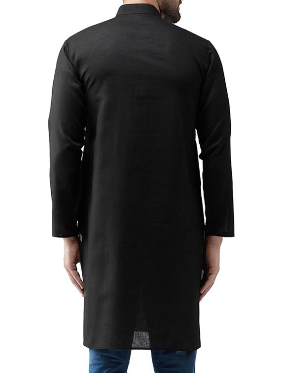 black solid long kurta - 15336209 - Zoom Image - 3