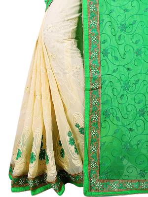 thread embroidered half & half saree with blouse - 15337070 - Standard Image - 3