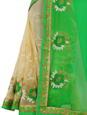 floral embroidered half & half saree with blouse - 15337084 - Standard Image - 3