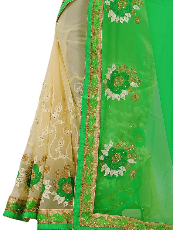 floral embroidered half & half saree with blouse - 15337084 - Zoom Image - 3