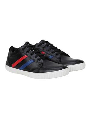 black leatherette lace up sneaker - 15337344 - Standard Image - 3