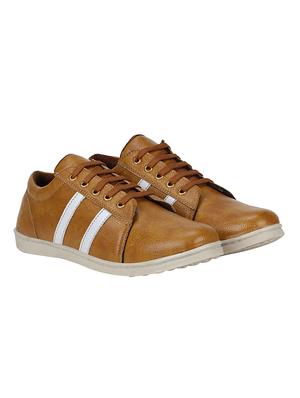 tan leatherette lace up sneaker - 15337349 - Standard Image - 3