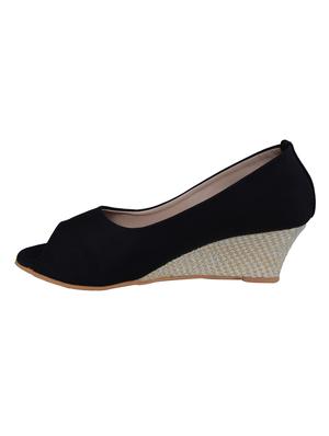 black satin closed back wedges - 15338215 - Standard Image - 3