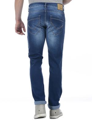 blue cotton blend washed jeans - 15338489 - Standard Image - 3