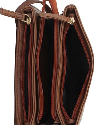 tan leatherette (pu) regular sling bag - 15338914 - Standard Image - 3