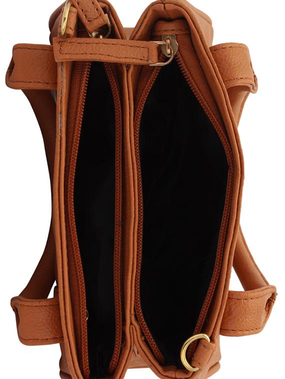 tan leatherette (pu) regular handbag - 15338925 - Zoom Image - 3