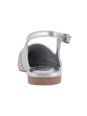 silver faux leather back strap sandals - 15339496 - Standard Image - 3