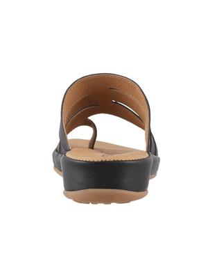 black faux leather toe separator sandals - 15339546 - Standard Image - 3