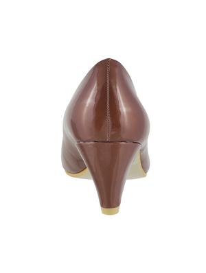 brown leatherette slip on pumps - 15339598 - Standard Image - 3