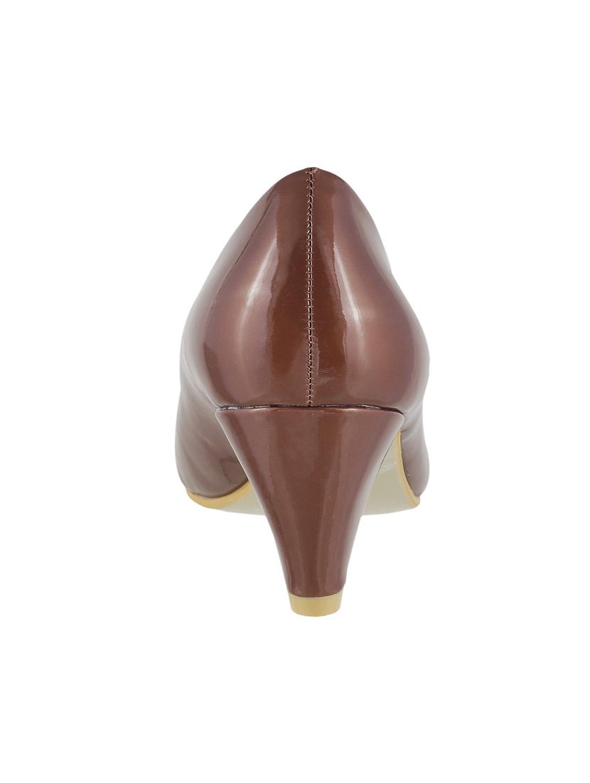 brown leatherette slip on pumps - 15339598 - Zoom Image - 3