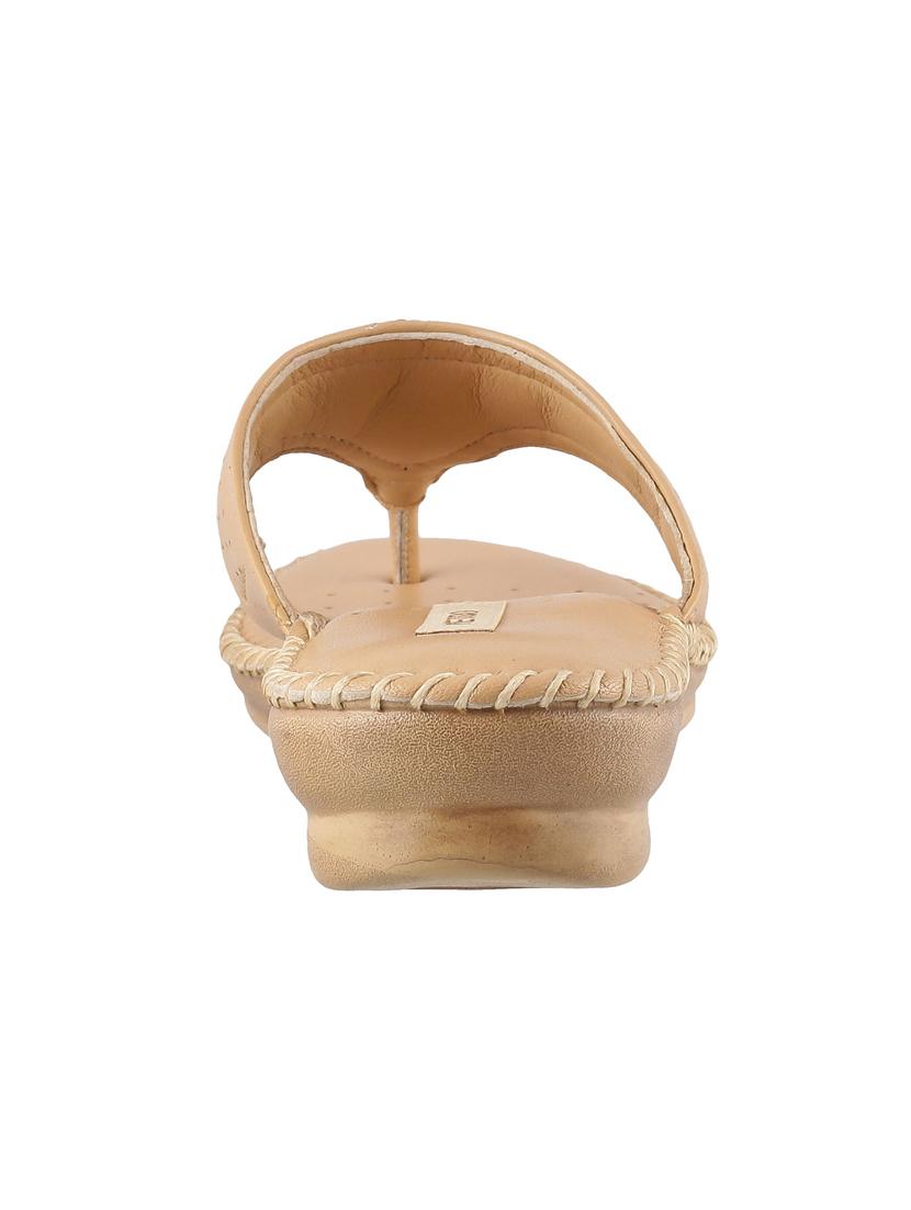 beige leather slippers flip flops - 15339636 - Zoom Image - 3