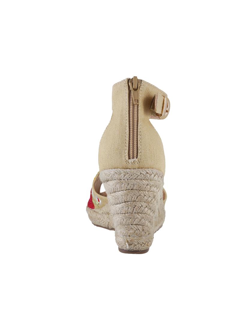 beige fabric ankle strap wedges - 15339641 - Zoom Image - 3