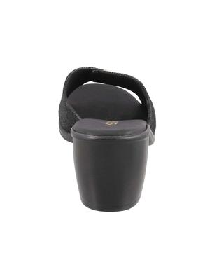 black faux leather slip on sandals - 15339674 - Standard Image - 3