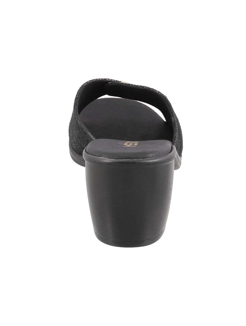 black faux leather slip on sandals - 15339674 - Zoom Image - 3