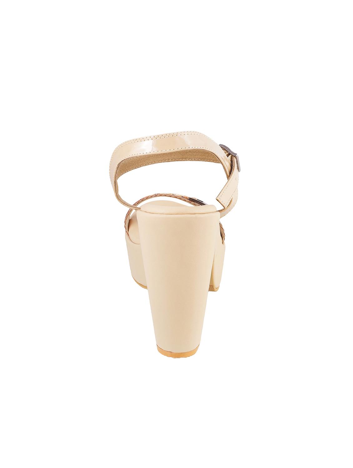 beige leatherette ankle strap sandals - 15339765 - Zoom Image - 3