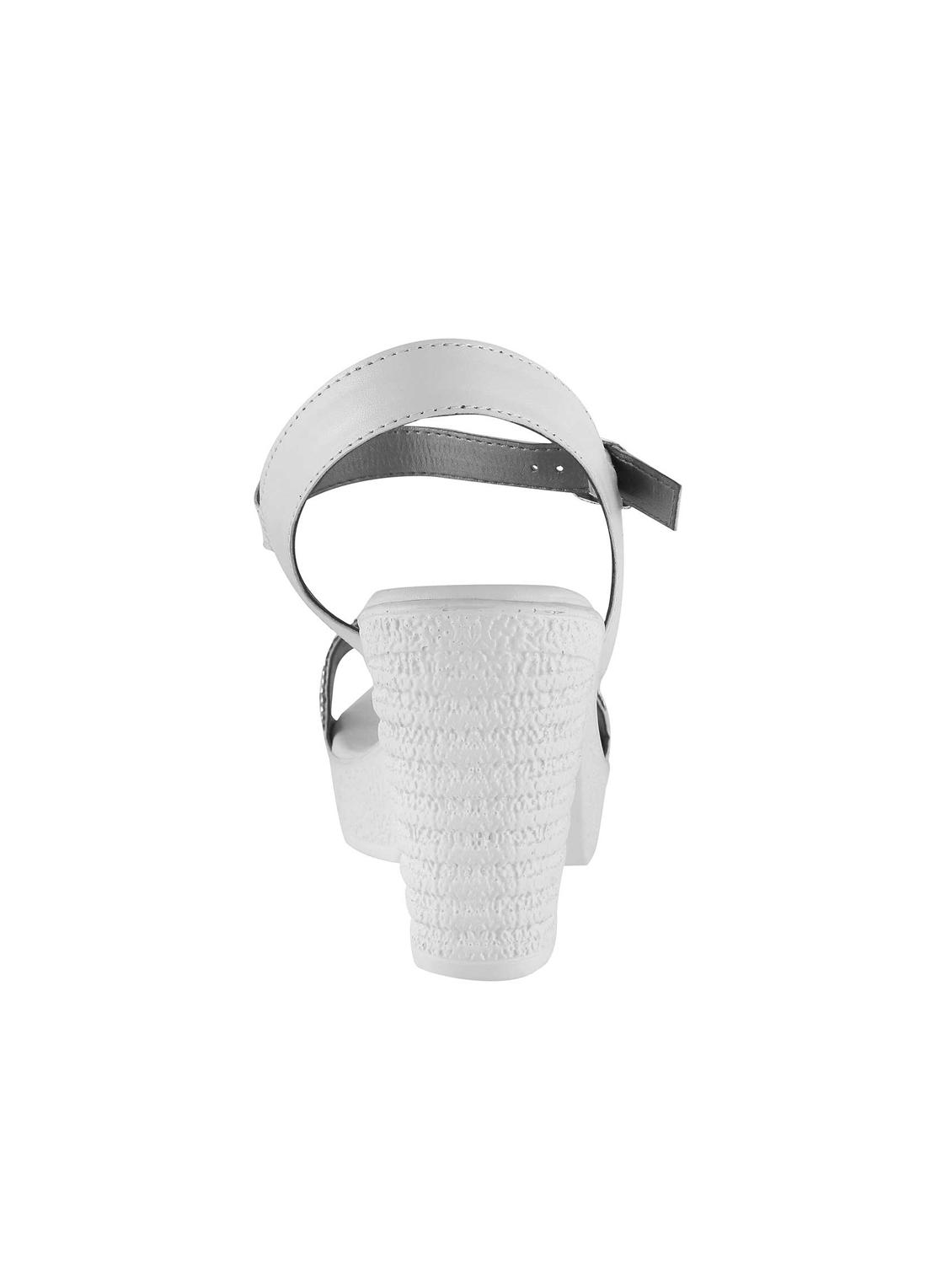 white leatherette ankle strap sandals - 15339776 - Zoom Image - 3