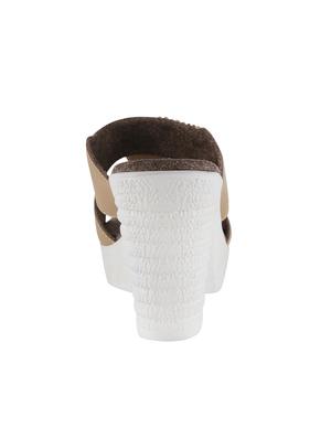 brown leatherette slip on sandals - 15339917 - Standard Image - 3