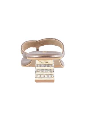 gold leatherette toe separator sandals - 15339949 - Standard Image - 3