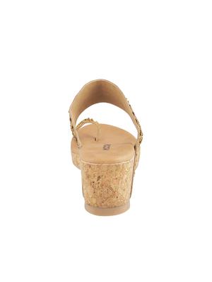 gold leatherette one toe wedges - 15339954 - Standard Image - 3