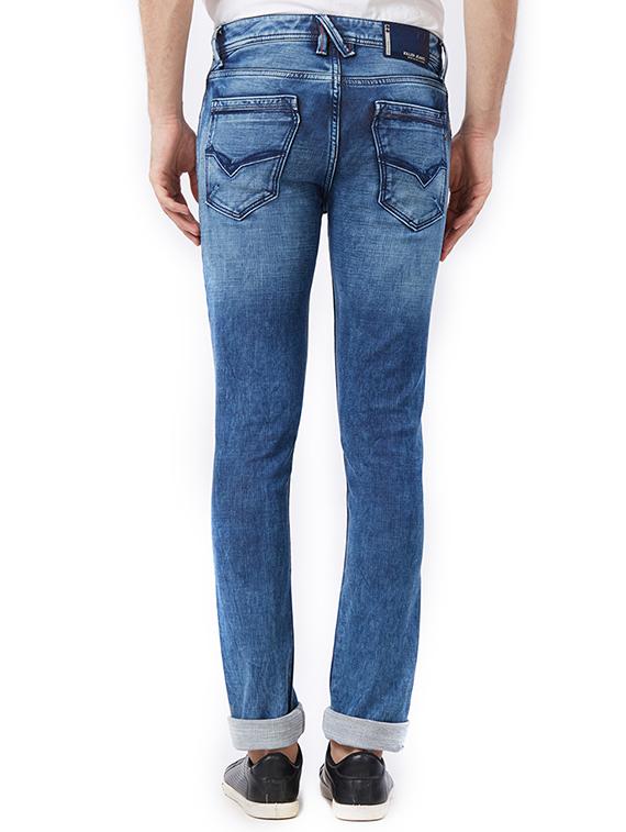 blue cotton washed jeans - 15340123 - Zoom Image - 3