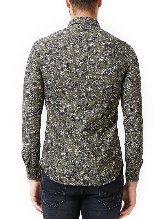 green cotton casual shirt - 15340146 - Zoom Image - 3