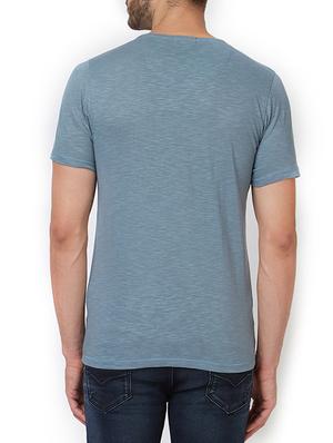blue cotton front print t-shirt - 15340174 - Standard Image - 3