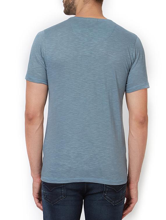 blue cotton front print t-shirt - 15340174 - Zoom Image - 3