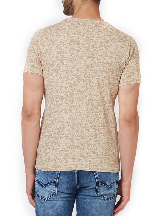 beige cotton all over print t-shirt - 15340177 - Zoom Image - 3