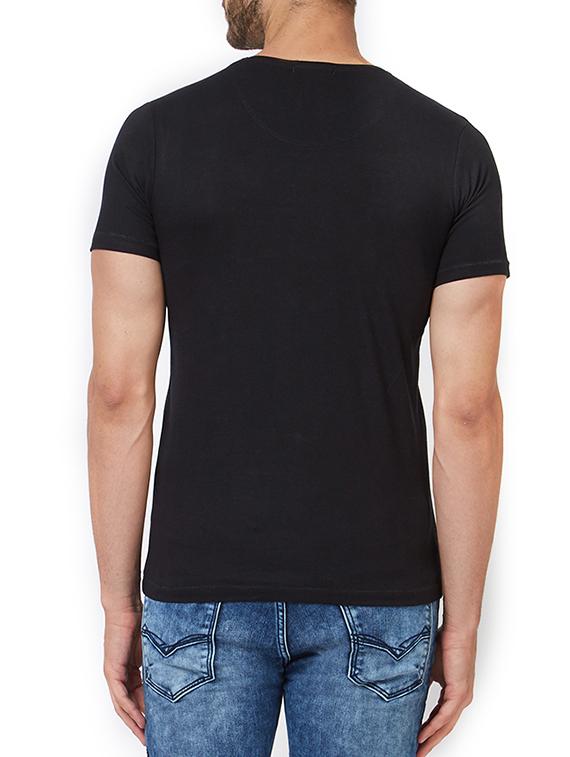 black cotton front print t-shirt - 15340184 - Zoom Image - 3