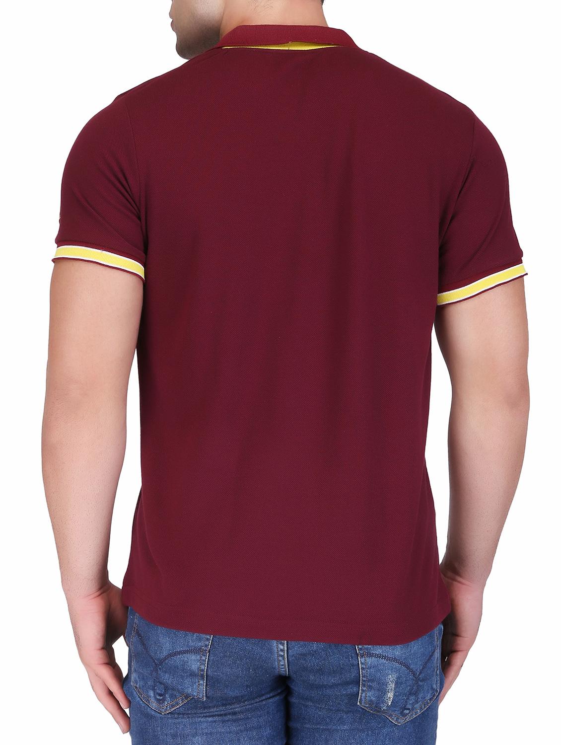 maroon cotton polo t-shirt - 15341473 - Zoom Image - 3