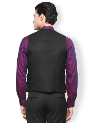 black terry rayon waist coat - 15341804 - Standard Image - 3