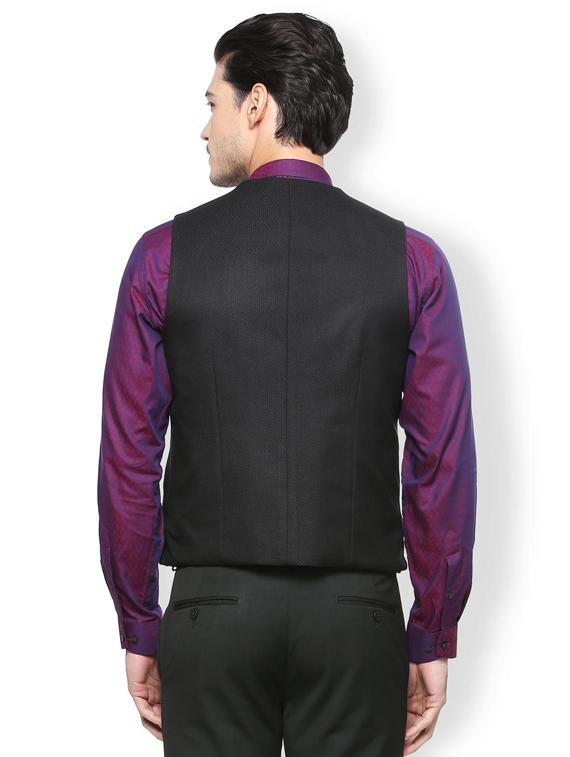 black terry rayon waist coat - 15341804 - Zoom Image - 3