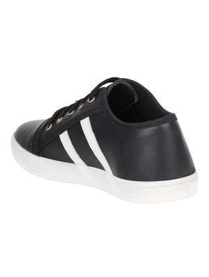 black leatherette lace up sneaker - 15341892 - Standard Image - 3