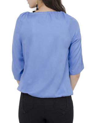 Lace trim detail blouson top - 15341977 - Standard Image - 3