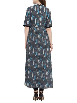 black rayon flared kurta - 15342493 - Standard Image - 3