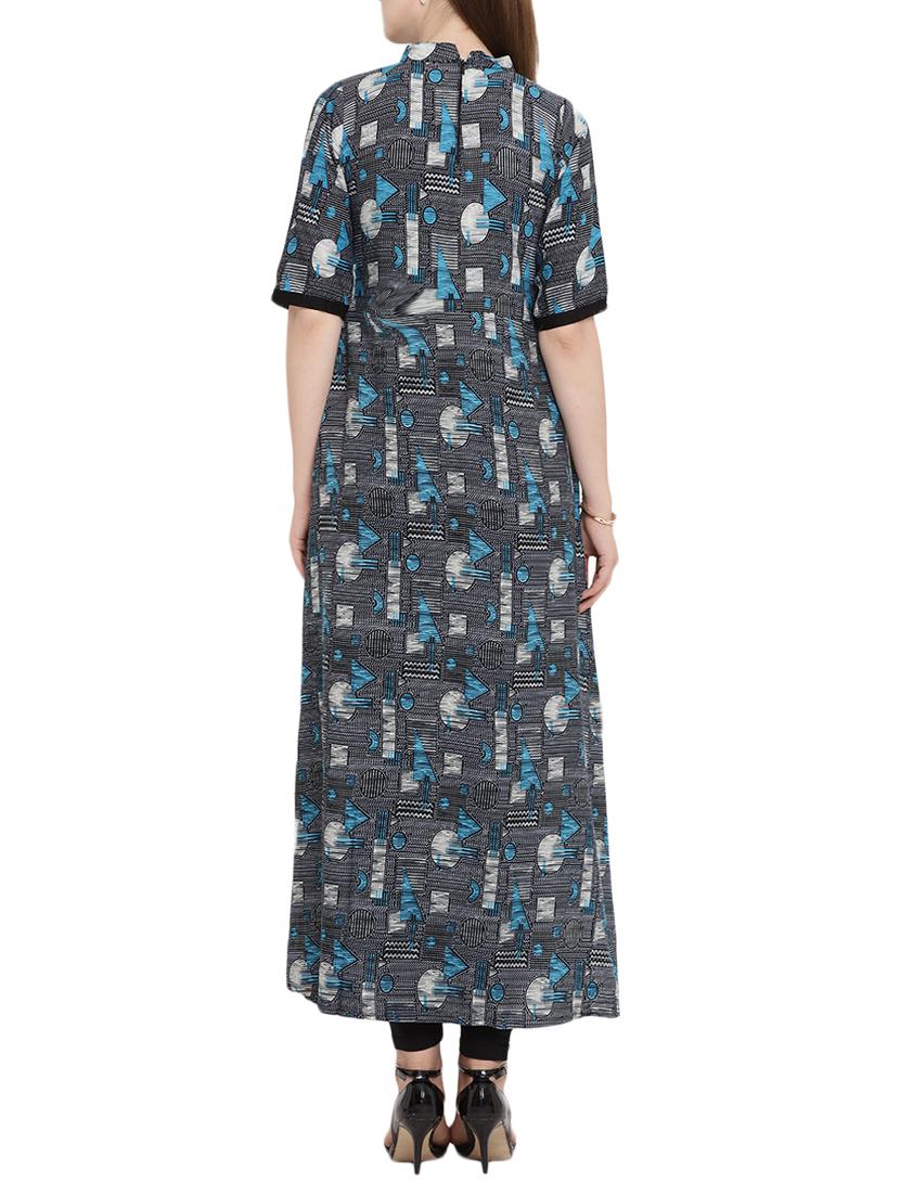 black rayon flared kurta - 15342493 - Zoom Image - 3