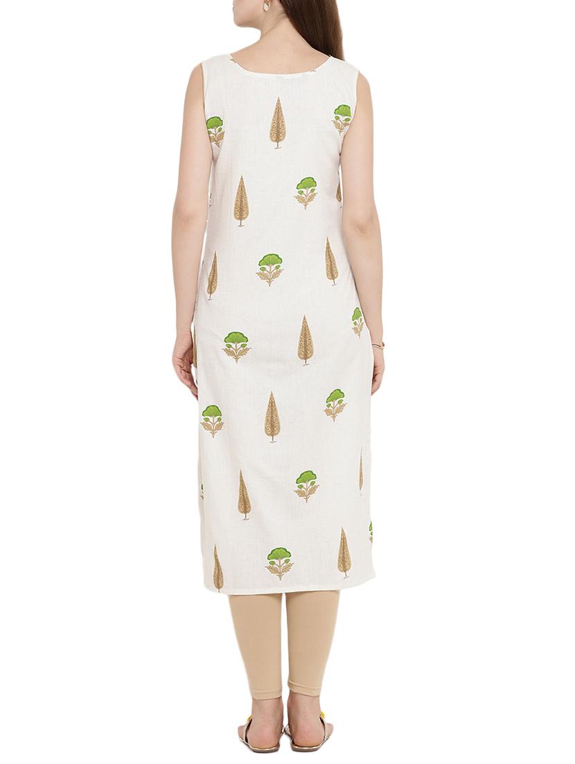 white cotton straight kurta - 15342495 - Zoom Image - 3