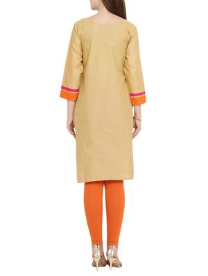 beige rayon straight kurta - 15342501 - Standard Image - 3
