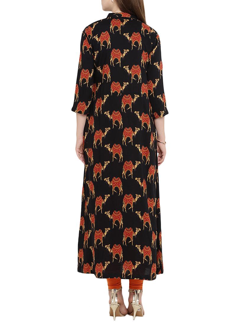 printed flared kurta - 15342505 - Zoom Image - 3