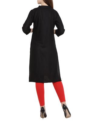 black rayon straight kurta - 15342511 - Standard Image - 3