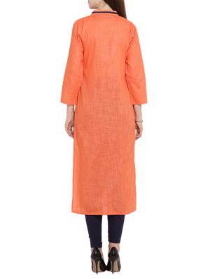 orange straight kurta - 15342522 - Standard Image - 3