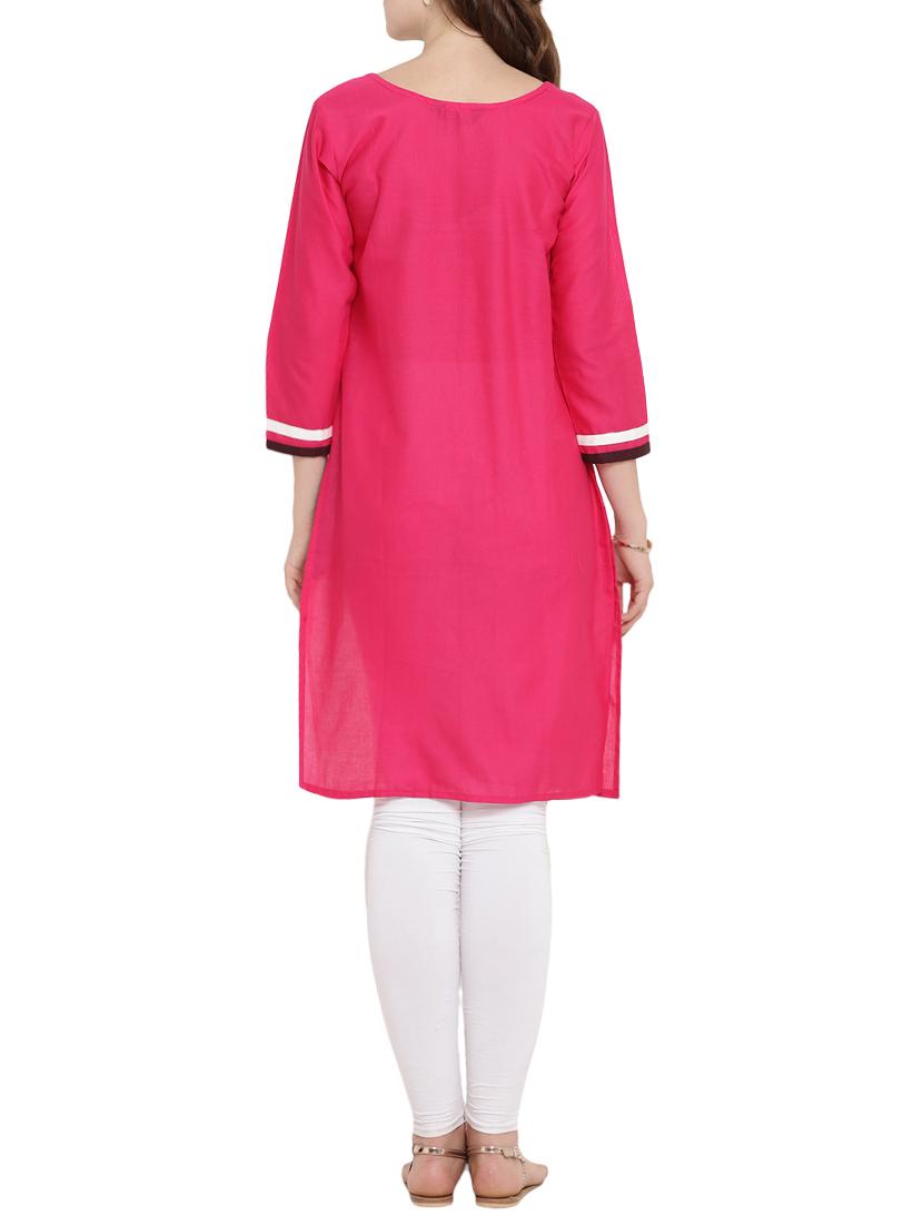straight color block kurta - 15342526 - Zoom Image - 3
