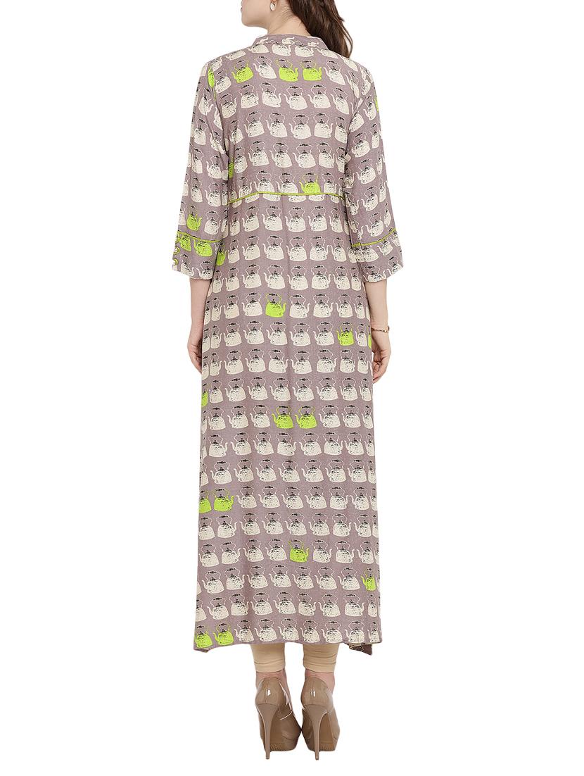 printed flared kurta - 15342534 - Zoom Image - 3
