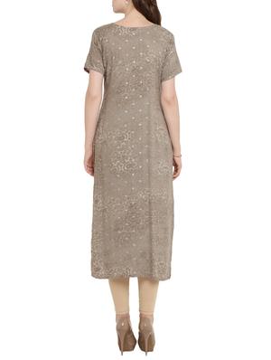 brown rayon straight kurta - 15342536 - Standard Image - 3