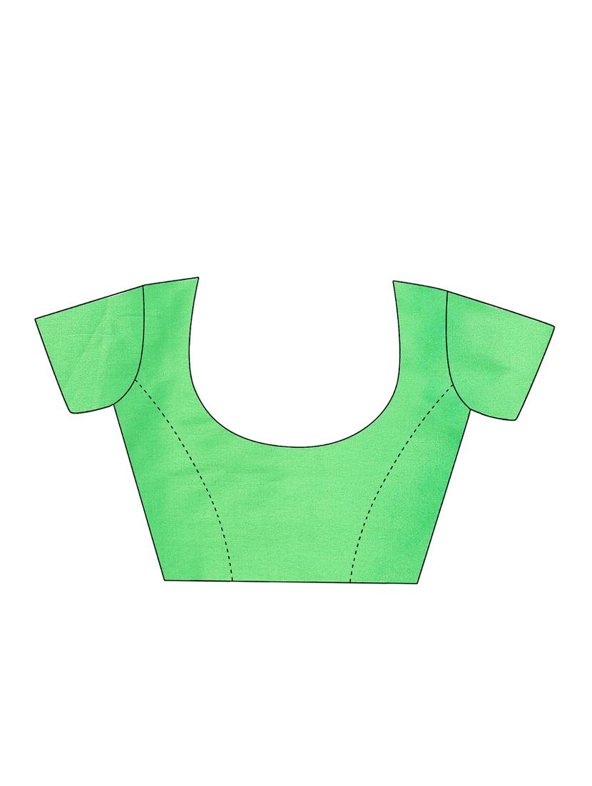 green silk blend woven saree with blouse - 15342701 - Zoom Image - 3