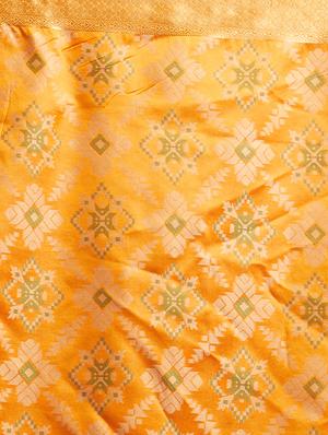 Mustard pochampalli saree with blouse - 15342718 - Standard Image - 3