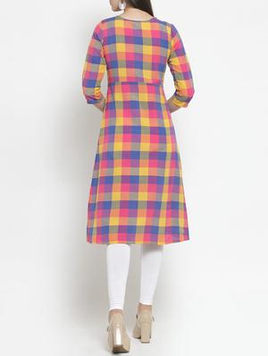 A-line multi checks kurta - 15343131 - Standard Image - 3