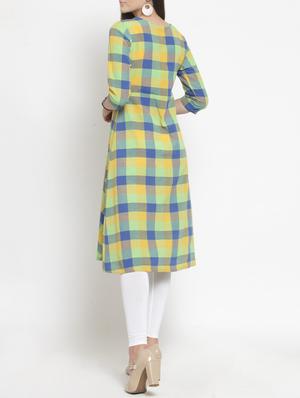 A-line multi checks kurta - 15343132 - Standard Image - 3