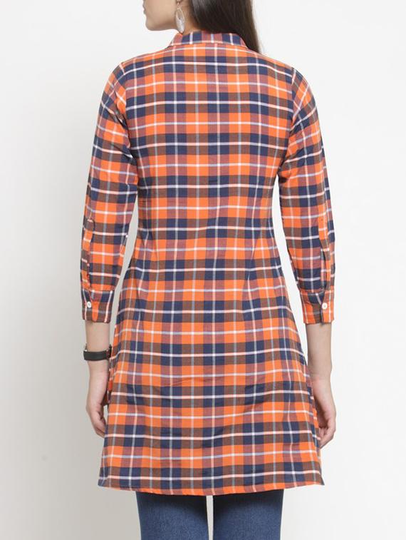 A-line multi checks kurta - 15343133 - Zoom Image - 3